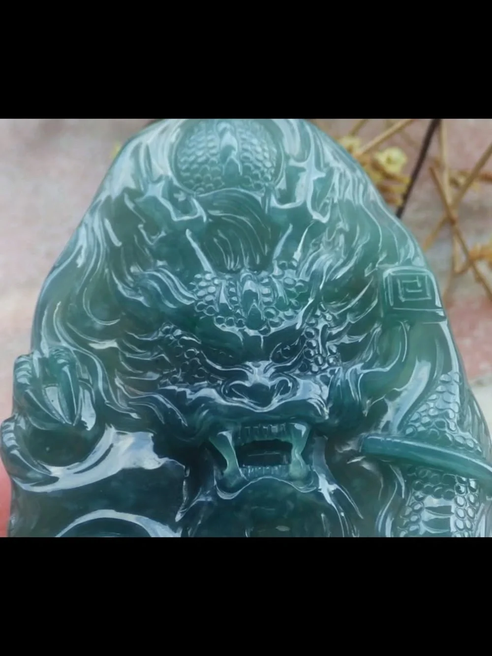 Certificate Jadeite Jade Burma Green Wealth Dragon wheel pendant